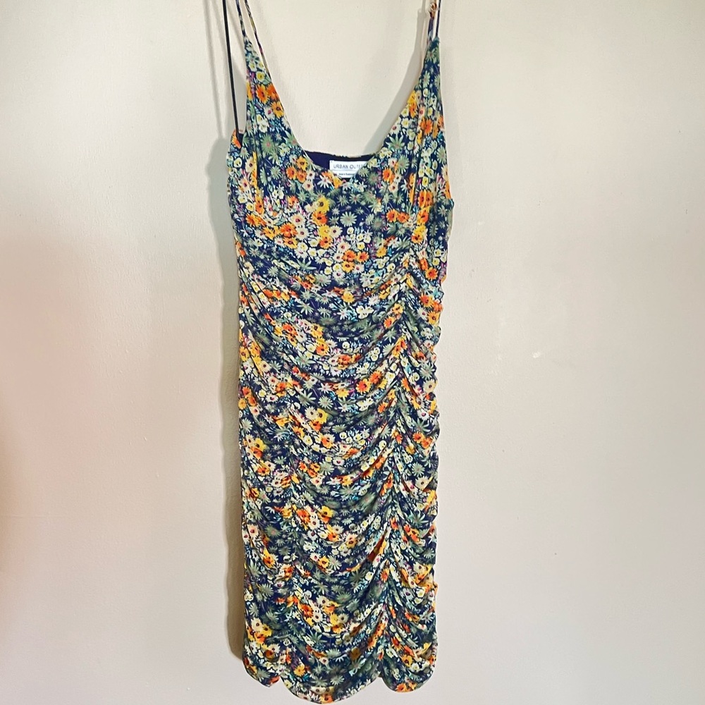 Urban Outfitters Ruched Floral Mini Dress. Size medium.